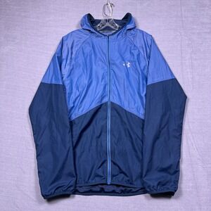 Under Armour Women's Fitted Hooded Windbreaker Jacket Blue LG Running Athletic‎